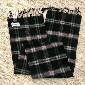 Black Plaid Wool Scarf